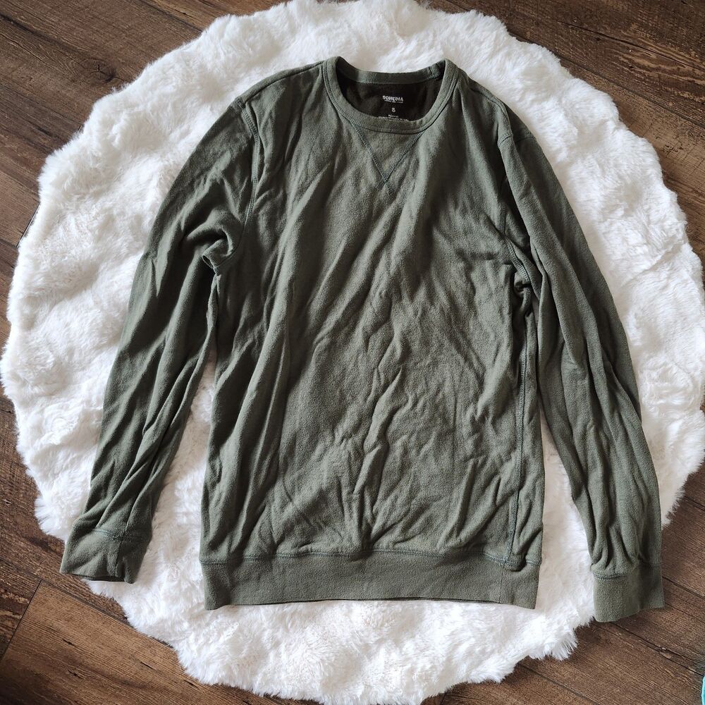 Sonoma Men's Green Pullover Sweatshirt Cotton Blend Size S